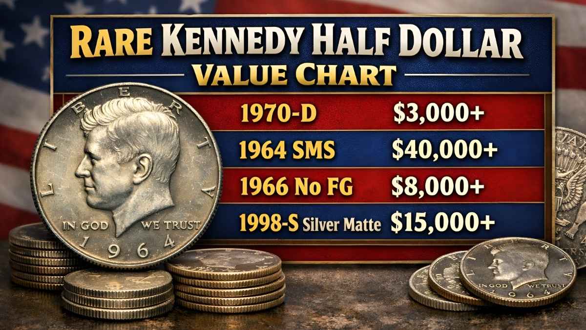 Rare Kennedy Half Dollar Value Chart: 92000 Coin Discovery at Local Diner Goes Viral